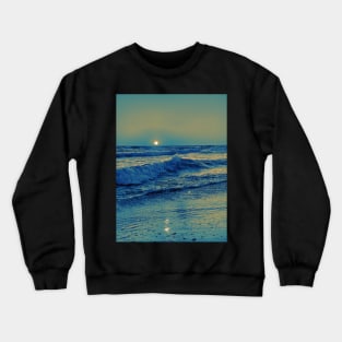 Photo of sunset on the ocean with waves and beach Crewneck Sweatshirt